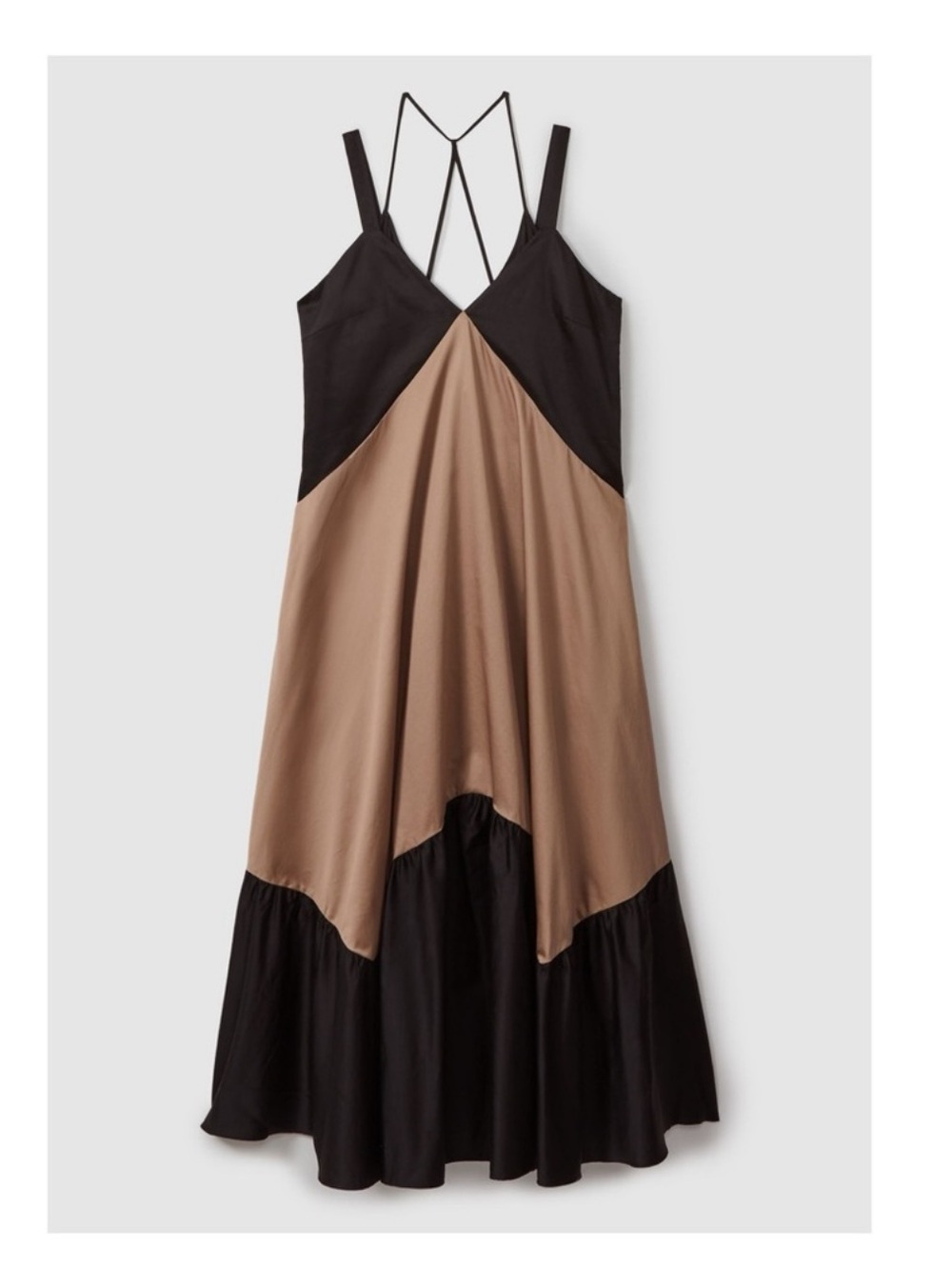New! Reiss London Natalie Colorblock Flounced Tiered Midi Dress